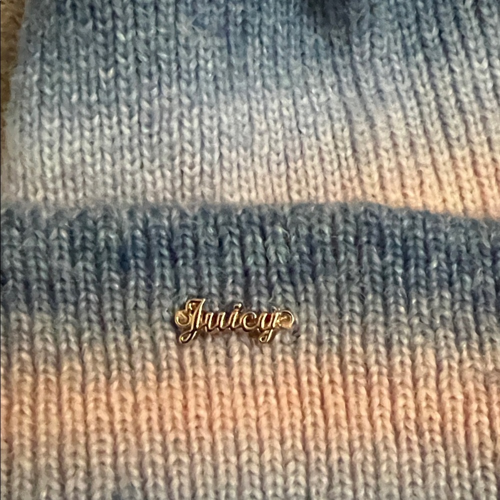 Juicy Couture ombré pink blue Pom beanie hat and scarf set New without tags - Picture 3 of 5